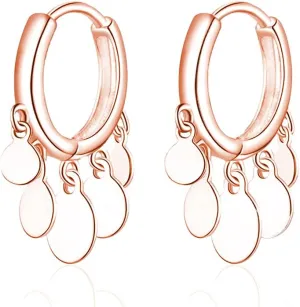 SLUYNZ 925 Sterling Silver Disc Earrings Huggie Hoop for Women Teens Coin Hoop Earrings Cluster Drop Earrings Tassel