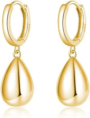 SLUYNZ 925 Sterling Silver Teardrop Dangle Earrings for Women Teens Waterdrop Dangle Earrings Drop Chunky Earrings