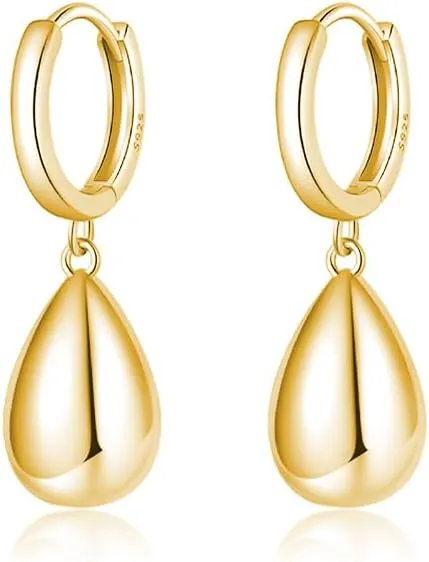 SLUYNZ 925 Sterling Silver Teardrop Dangle Earrings for Women Teens Waterdrop Dangle Earrings Drop Chunky Earrings