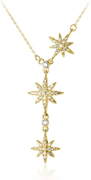 SLUYNZ CZ Star Y Necklace for Women Teens 925 Sterling Silver Star Choker Necklace Chain Pendant Necklace