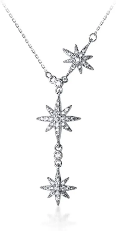 SLUYNZ CZ Star Y Necklace for Women Teens 925 Sterling Silver Star Choker Necklace Chain Pendant Necklace