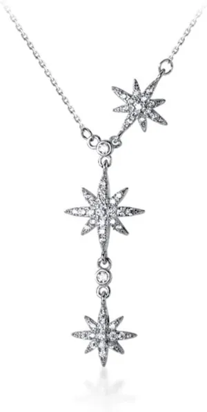 SLUYNZ CZ Star Y Necklace for Women Teens 925 Sterling Silver Star Choker Necklace Chain Pendant Necklace