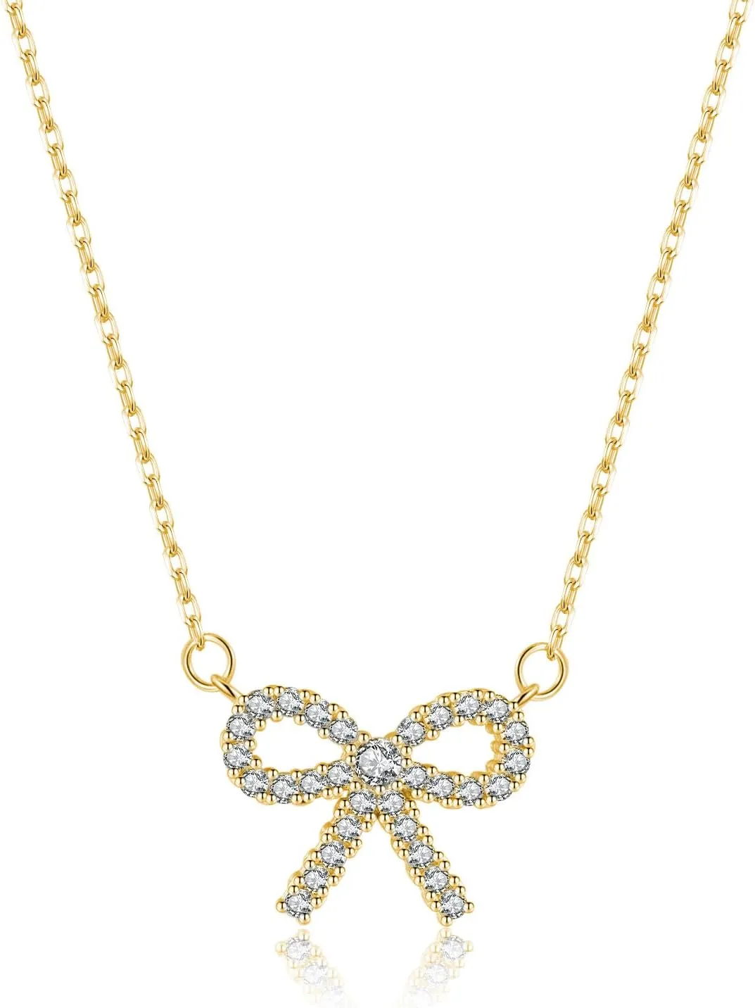 SLUYNZ Solid 925 Sterling Silver Bow Choker Necklace for Women Teens Sparkling CZ Bowknot Pendant Necklace