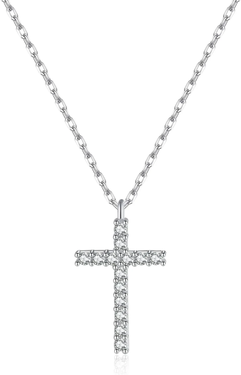 SLUYNZ Solid 925 Sterling Silver CZ Cross Choker Necklace for Women Teens Cross Pendant Necklace