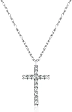 SLUYNZ Solid 925 Sterling Silver CZ Cross Choker Necklace for Women Teens Cross Pendant Necklace