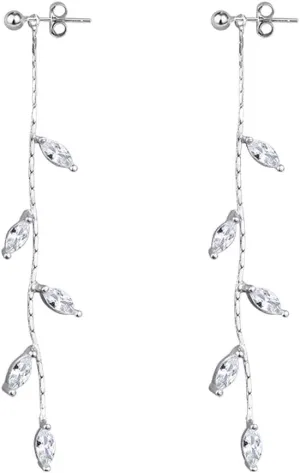 SLUYNZ Solid 925 Sterling Silver Droplet Dangle Earrings Chain for Women Teens Olive Leaf Wedding Dangle Earrings Bridal Earrings