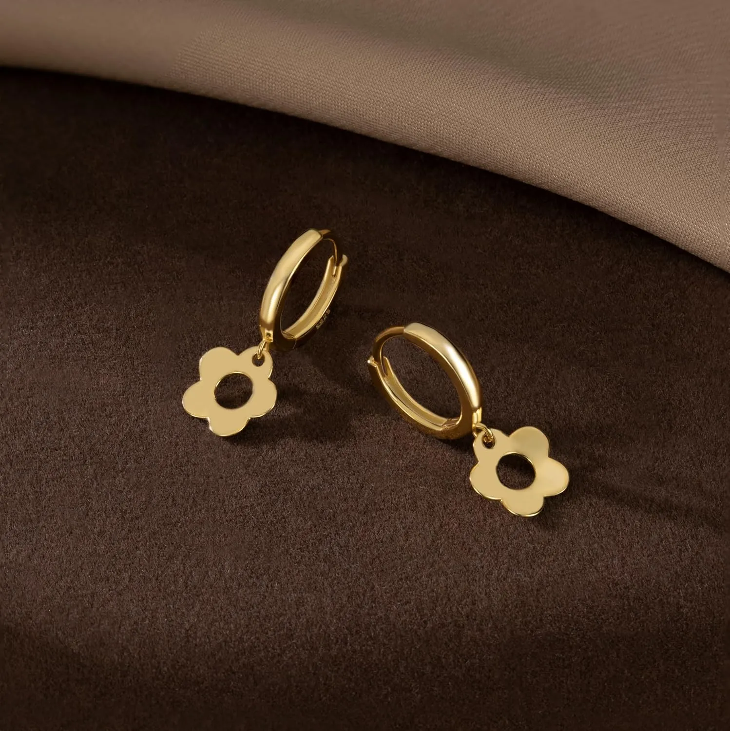 SLUYNZ Solid 925 Sterling Silver Flower Hoop Earrings for Women Teens Cute Flower Hoop Earrings Huggie