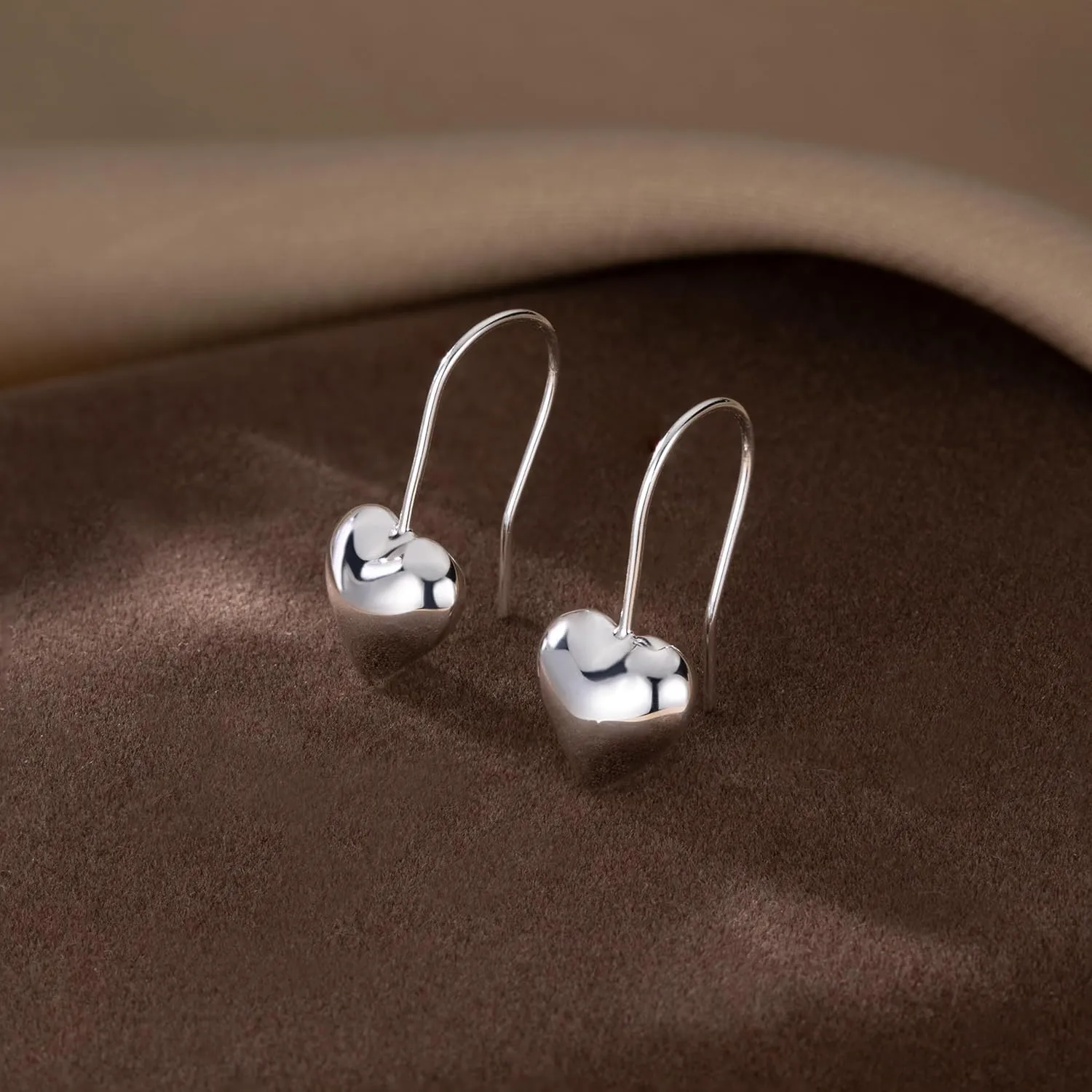 SLUYNZ Solid 925 Sterling Silver Heart Drop Earrings for Women Teens Love Heart Dangle Earrings Hook