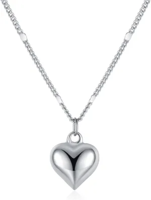 SLUYNZ Solid 925 Sterling Silver Love Heart Choker Necklace for Women Teens Simple Sweet Heart Pendant Necklace