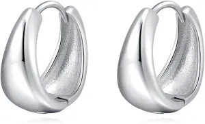 SLUYNZ Solid 925 Sterling Silver Waterdrop Hoop Earrings for Women Teens Teardrop Hoop Earrings Gold Chunky Hoop Earrings Half Hoop Earrings