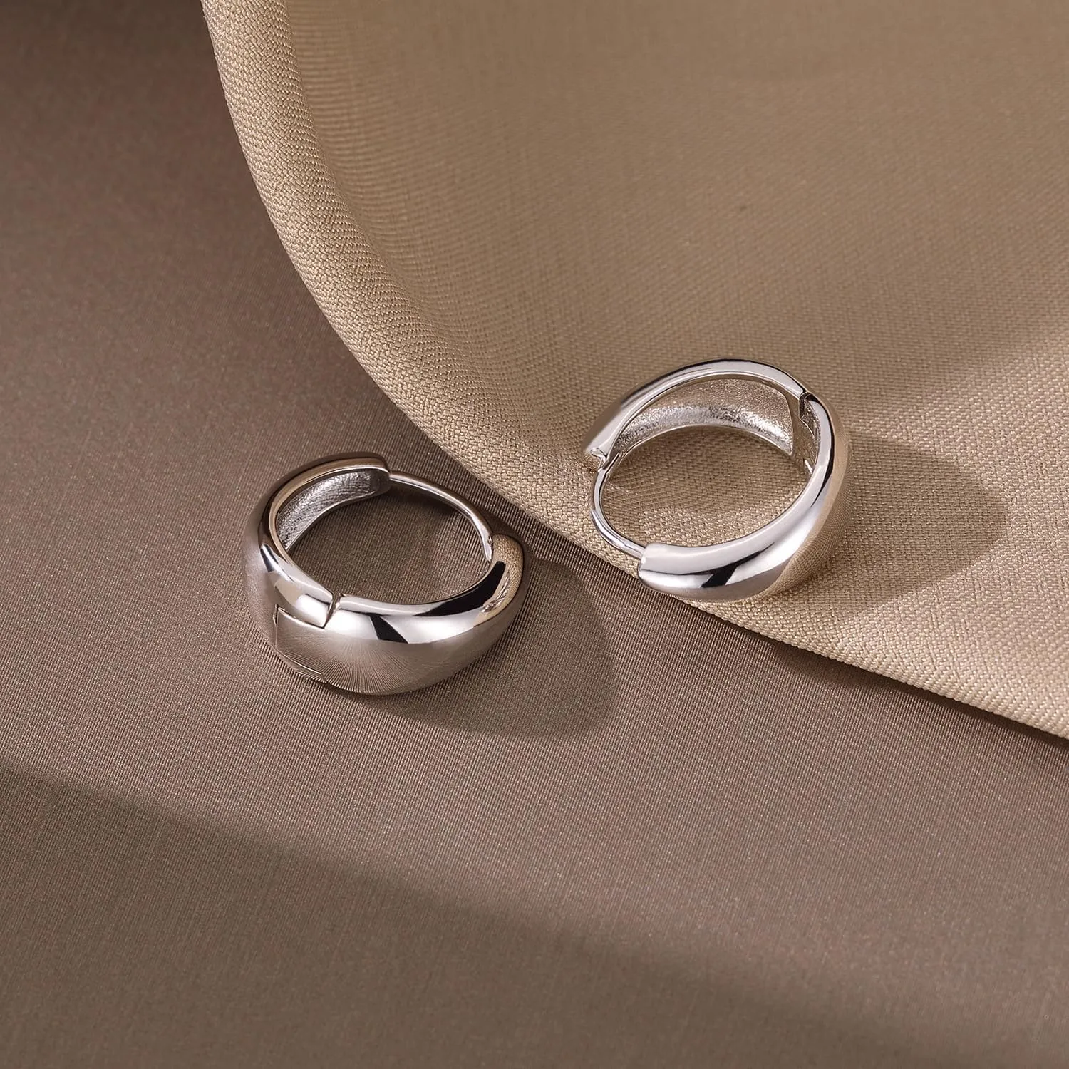SLUYNZ Solid 925 Sterling Silver Waterdrop Hoop Earrings for Women Teens Teardrop Hoop Earrings Gold Chunky Hoop Earrings Half Hoop Earrings