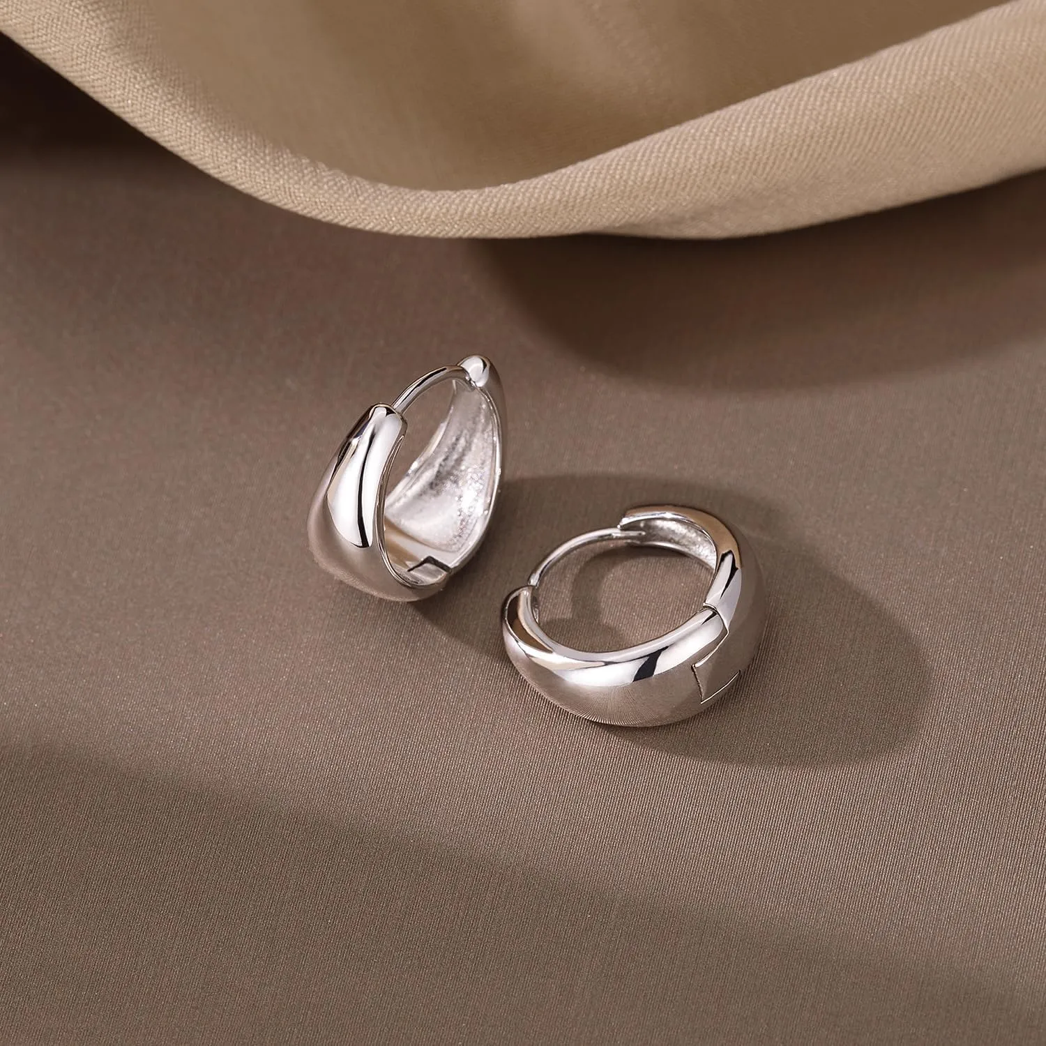 SLUYNZ Solid 925 Sterling Silver Waterdrop Hoop Earrings for Women Teens Teardrop Hoop Earrings Gold Chunky Hoop Earrings Half Hoop Earrings