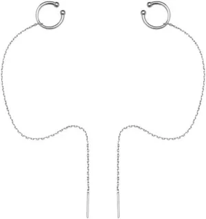 SLUYNZ Sterling Silver Cuff Earrings and Chain for Women - Crawler and Wrap Climber Earrings