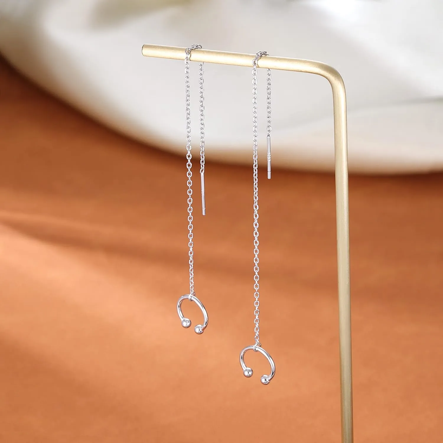 SLUYNZ Sterling Silver Cuff Earrings and Chain for Women - Crawler and Wrap Climber Earrings
