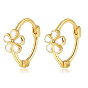 Small Hoop Earrings for Women Girls 14k Gold Plated Daisy Flower Hoop Earrings Hypoallergenic Sterling Silver Hoop Huggie Earrings Lightweight 10mm Cartilage Helix Earring Piercings Jewelry