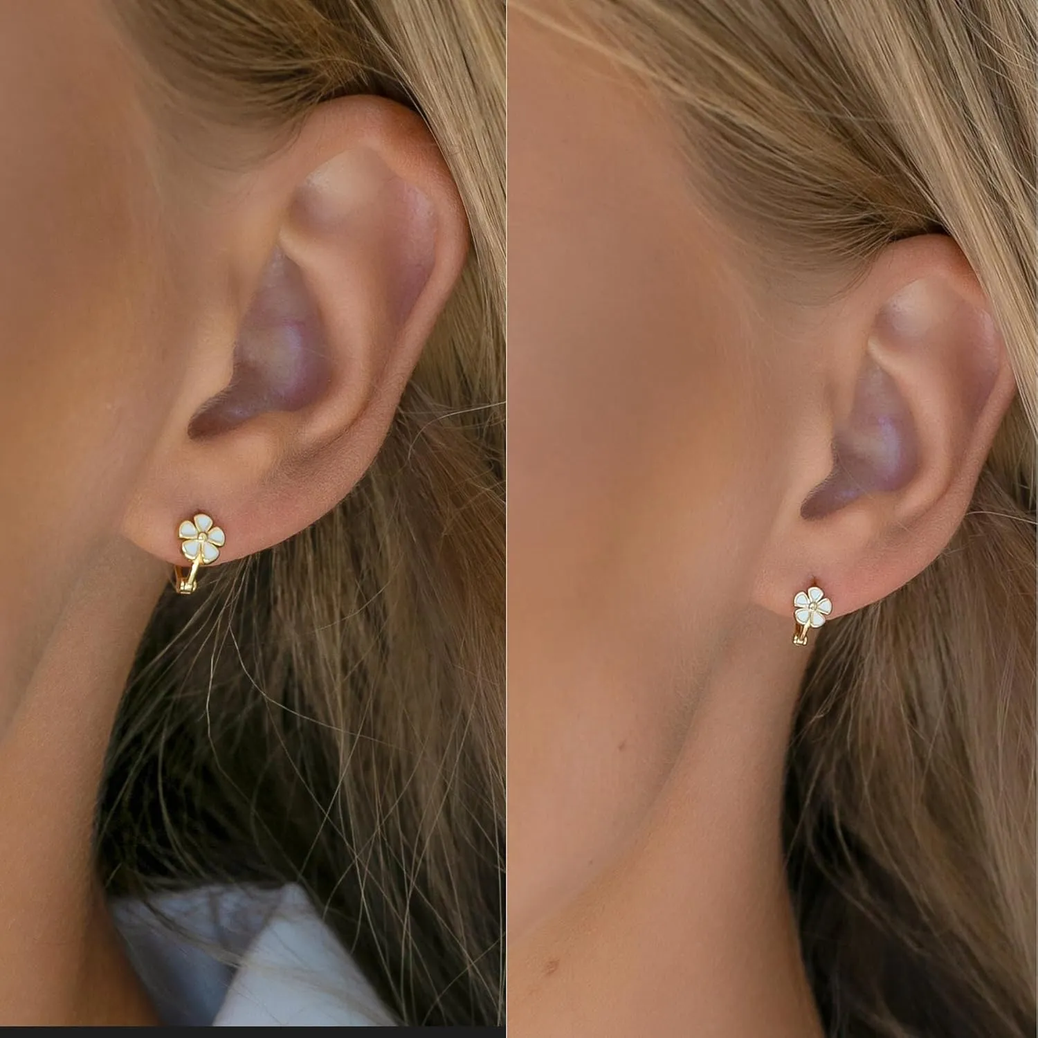 Small Hoop Earrings for Women Girls 14k Gold Plated Daisy Flower Hoop Earrings Hypoallergenic Sterling Silver Hoop Huggie Earrings Lightweight 10mm Cartilage Helix Earring Piercings Jewelry
