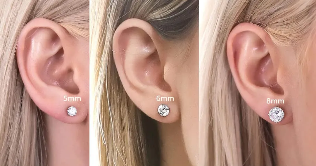 Small Silver Flat Screw Back CZ Stud Earrings,20G Flatback Cubic Zirconia Studs for Women Girls Cartilage Helix Tragus Piercing Hypoallergenic (6mm CZ, Silver Earrings)