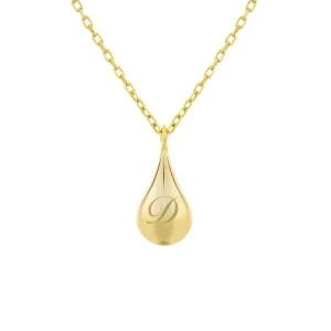 Solid 14K Real Gold Handmade Tear Drop Ashe Holder Cremation Pendant Keepsake Memorial, Custom Engraving Jewelry for Human Ashes Tear Drop Urn Necklace, (14K - L, Just Pendant)