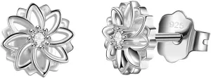 Solid 18K Gold Over 925 Sterling Silver Stud Earrings, Lotus Flower Yoga Stud Earrings/Silver Earrings, Gold Earrings for Women