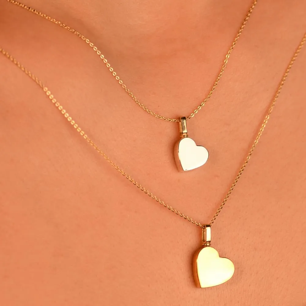 Solid Gold Heart 14K - Cremation Jewelry for Ashes Holder Memorial Heart Urn Necklace, Keepsake Jewelry - Human Ashes Cremation Pendant, 14K - L, Just Pendant)