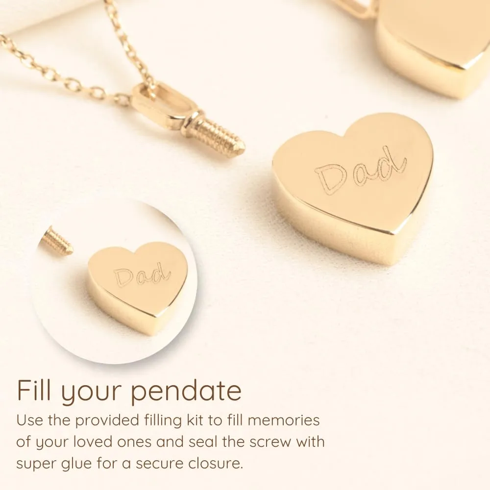 Solid Gold Heart 14K - Cremation Jewelry for Ashes Holder Memorial Heart Urn Necklace, Keepsake Jewelry - Human Ashes Cremation Pendant, 14K - L, Just Pendant)