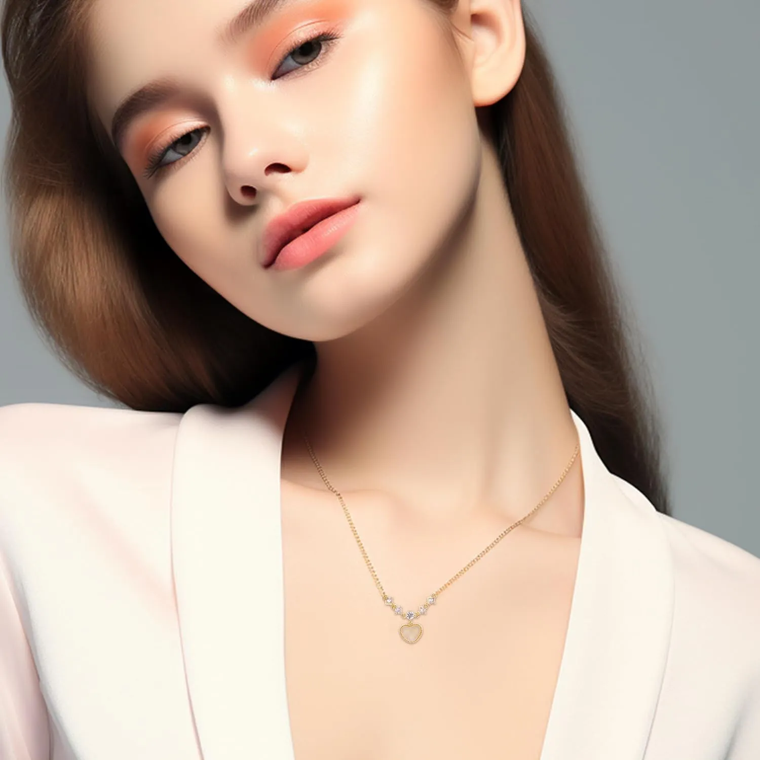 Sonateomber Dainty Chain Simple Pendant Necklace for Women, Cute Statement Rhinestone Single Dangle Necklaces Thanksgiving Christmas Jewelry Gift