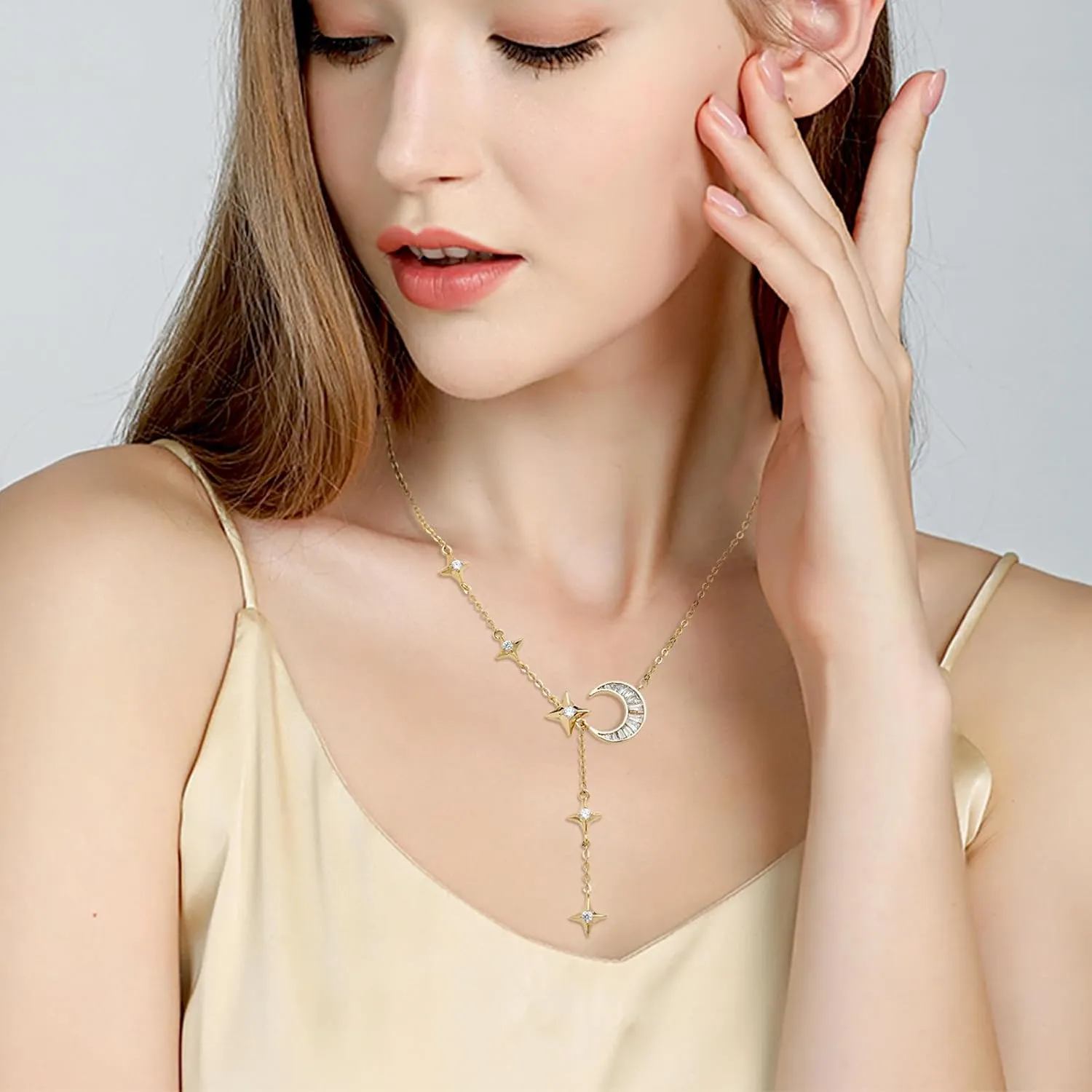 Sonateomber Dainty Gold Charm Choker Necklaces for Women, Square Emerald Heart Bow Cross Pendant Adjustable Chain Wedding Prom Jewelry Gifts