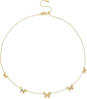 Sonateomber Gold Beaded Charm Choker Necklaces for Women, Dainty Cute Rainbow Crystal Rhinestone Dangle Pendant Necklace Prom Fashion Jewelry Gift