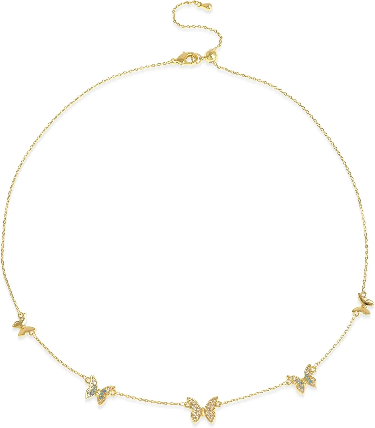 Sonateomber Gold Beaded Charm Choker Necklaces for Women, Dainty Cute Rainbow Crystal Rhinestone Dangle Pendant Necklace Prom Fashion Jewelry Gift