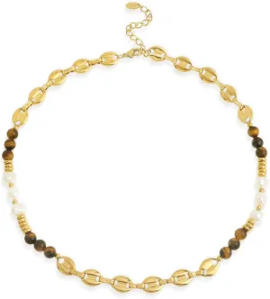 Sonateomber Natural Gemstone Beaded Boho Choker Necklaces for Women, Dainty Bohemian Handmade Crystal Stone Bead Gold Statement Chain Prom Accessories Jewelry Gift