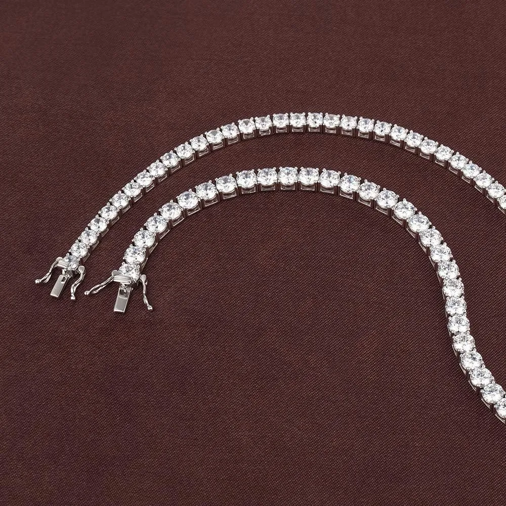 Sparkle Tennis Bracelet for Women, Platinum Plated 925 Sterling Silver Bracelet with CZ Diamond, Round Cut 5A Cubic Zirconia Diamond Bracelet,Gift Idea for Women