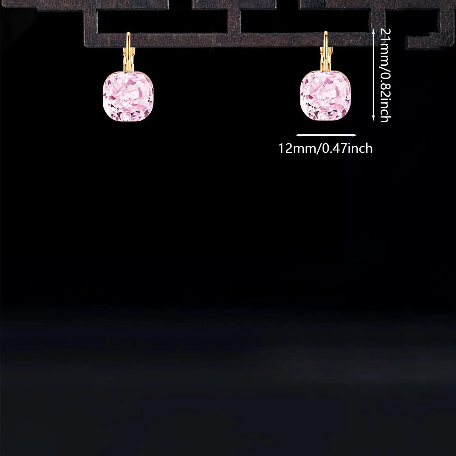 Sparkly Crystal Square Leverback Earrings Rhinestone Geometry Dangle Drop Earrings For Women Brides Bridesmaids Weddings