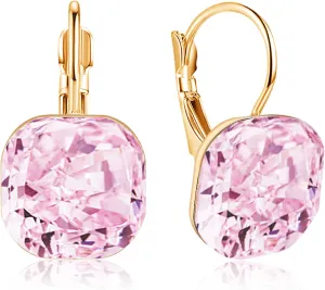 Sparkly Crystal Square Leverback Earrings Rhinestone Geometry Dangle Drop Earrings For Women Brides Bridesmaids Weddings