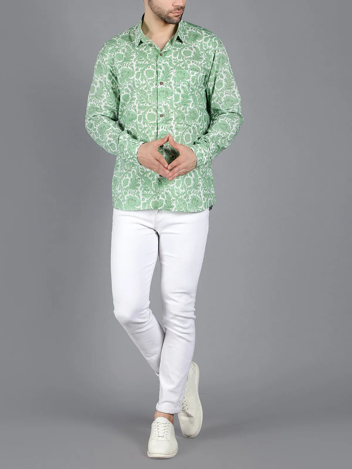 Spica Handblock Shirt Green
