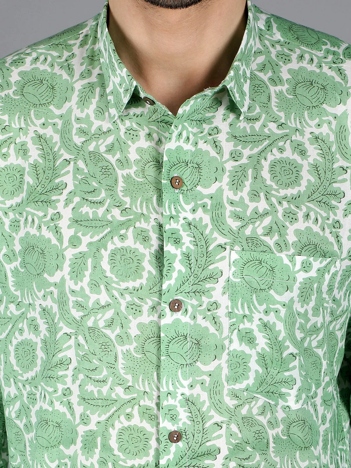 Spica Handblock Shirt Green