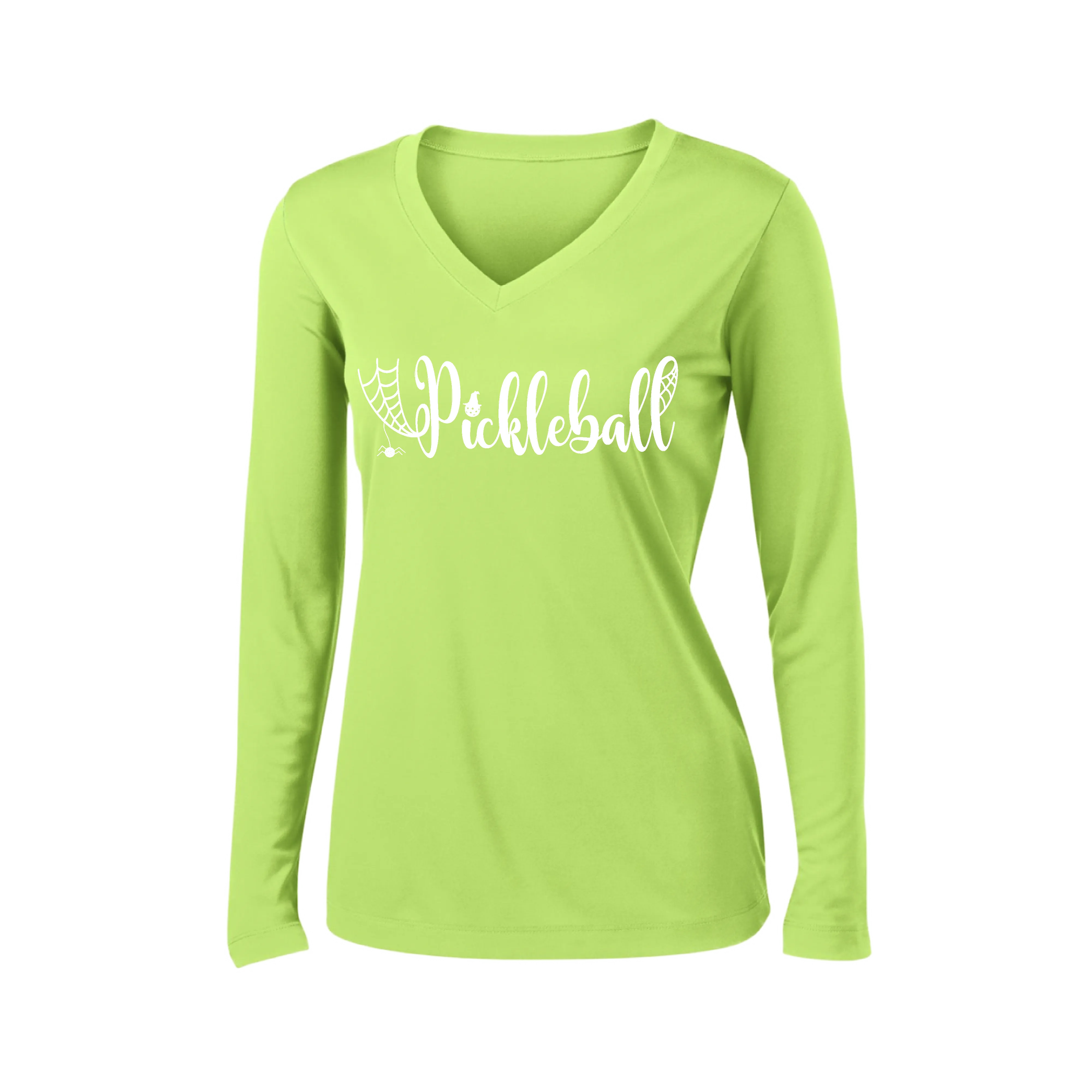 Spider Pickleball | Women’s Long Sleeve V-Neck Pickleball Shirt | 100% Polyester