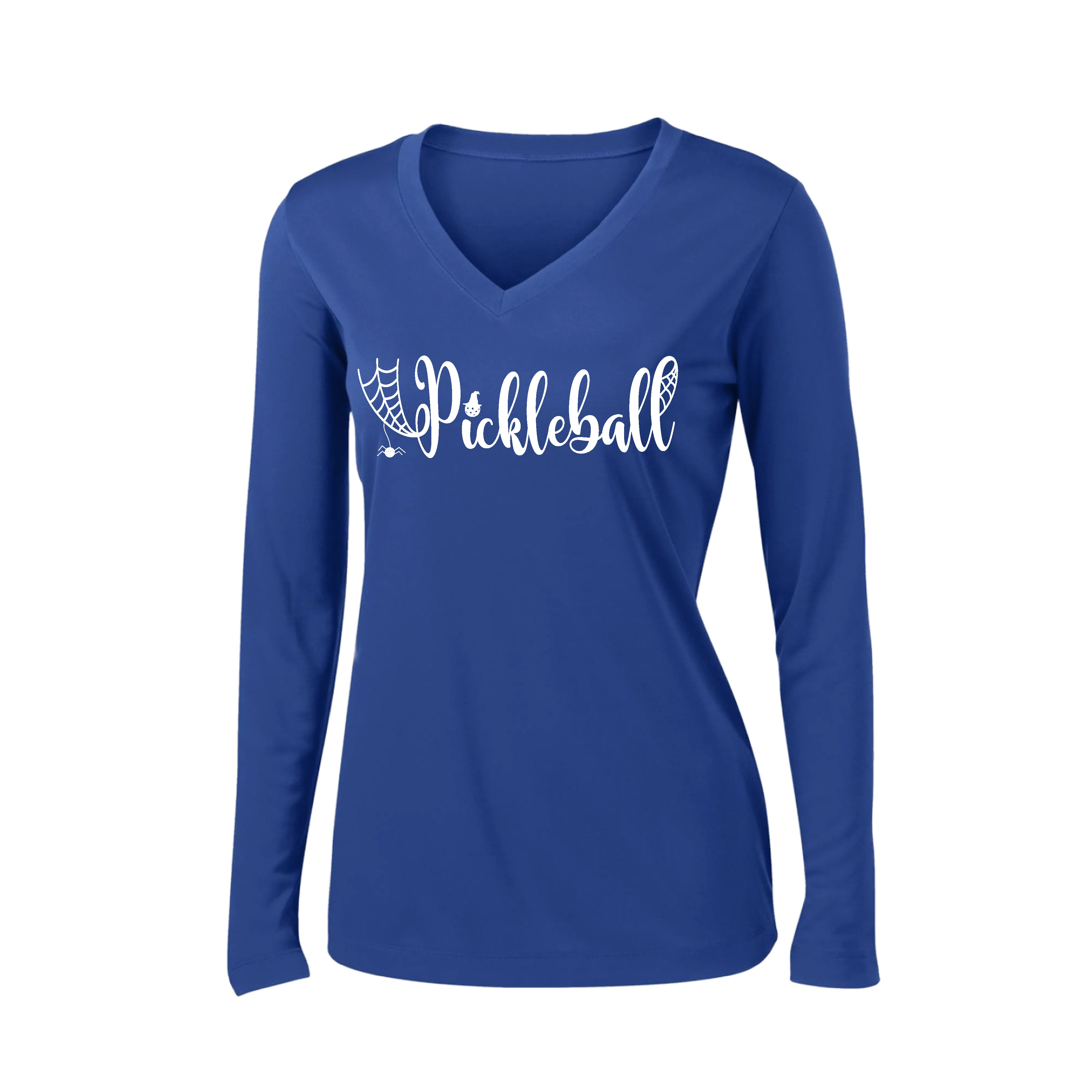 Spider Pickleball | Women’s Long Sleeve V-Neck Pickleball Shirt | 100% Polyester