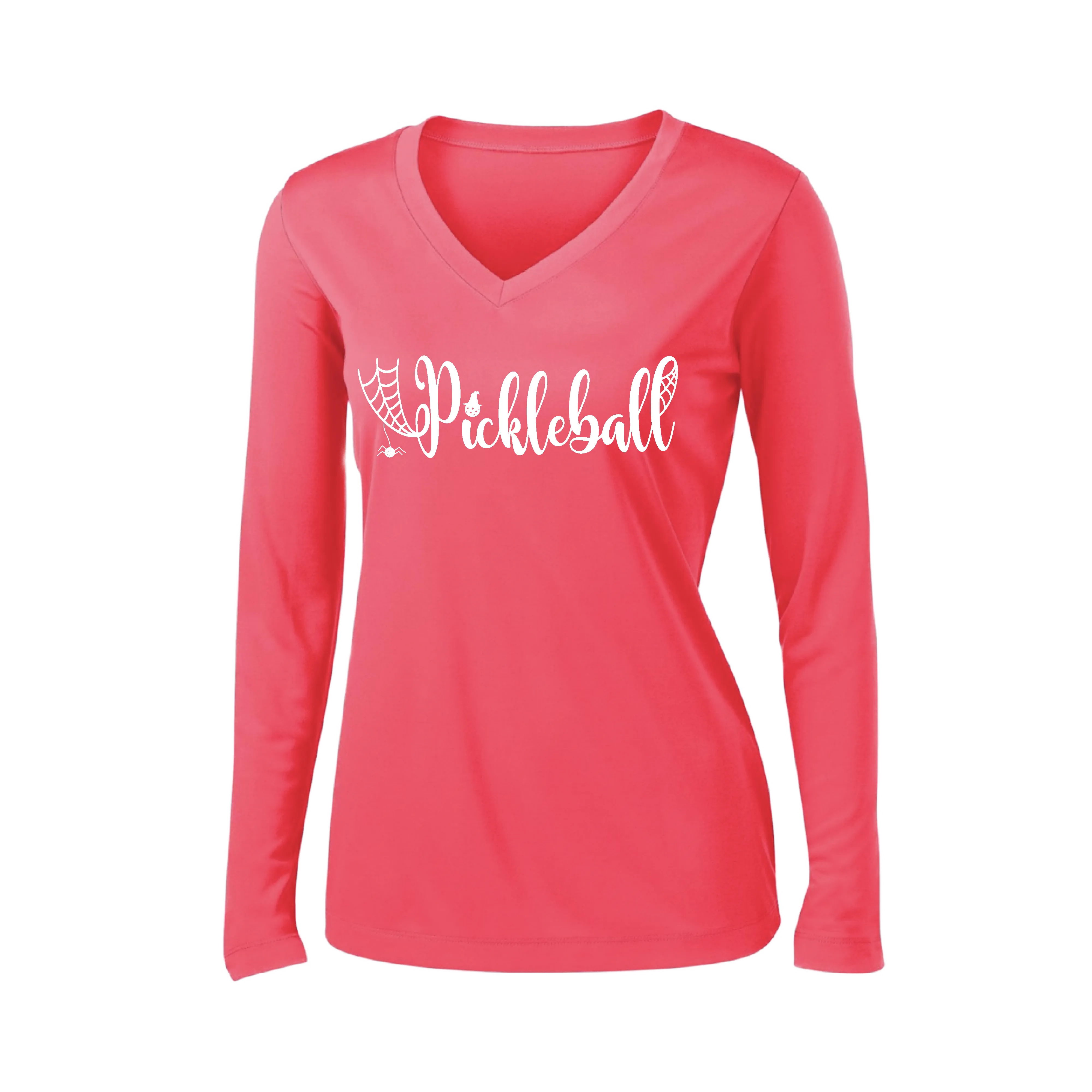 Spider Pickleball | Women’s Long Sleeve V-Neck Pickleball Shirt | 100% Polyester