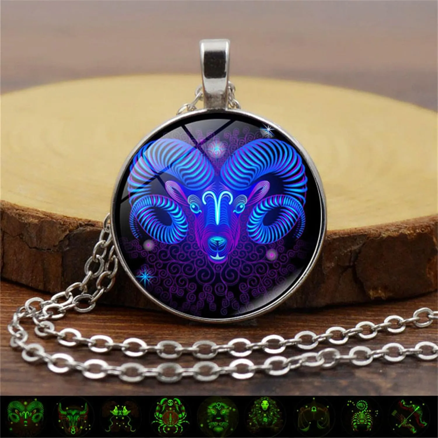 Spirit Necklace Zodiac, Serene Manifestation Necklace, Zodiac Pendant Necklace, 12 Constellation Luminous Stone Couple Necklace, Gift Ideal For Horoscope Lovers.