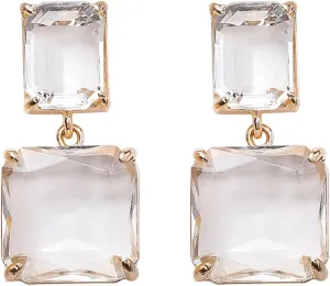 Square Crystal Earrings for Women Clear Earrings Pink Geometric Earrings Transparent Rectangle Drop Earrings Wedding Bridal Birthday Jewelry for Women
