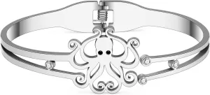 Stainless Steel 18K Gold Silver Plated Crystal Octopus Bracelet Ocean Tentacle Animals Cuff Bangle Birthday Jewelry For Women Couple Friendship Charm Gifts