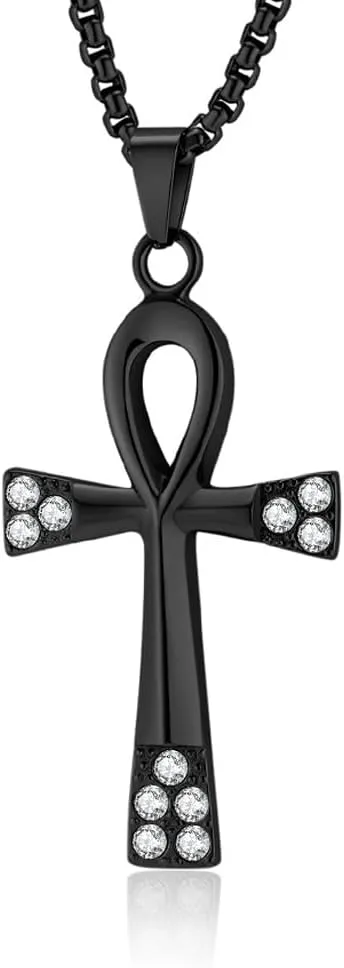 Stainless Steel Ankh Cross Necklace for Man and Women