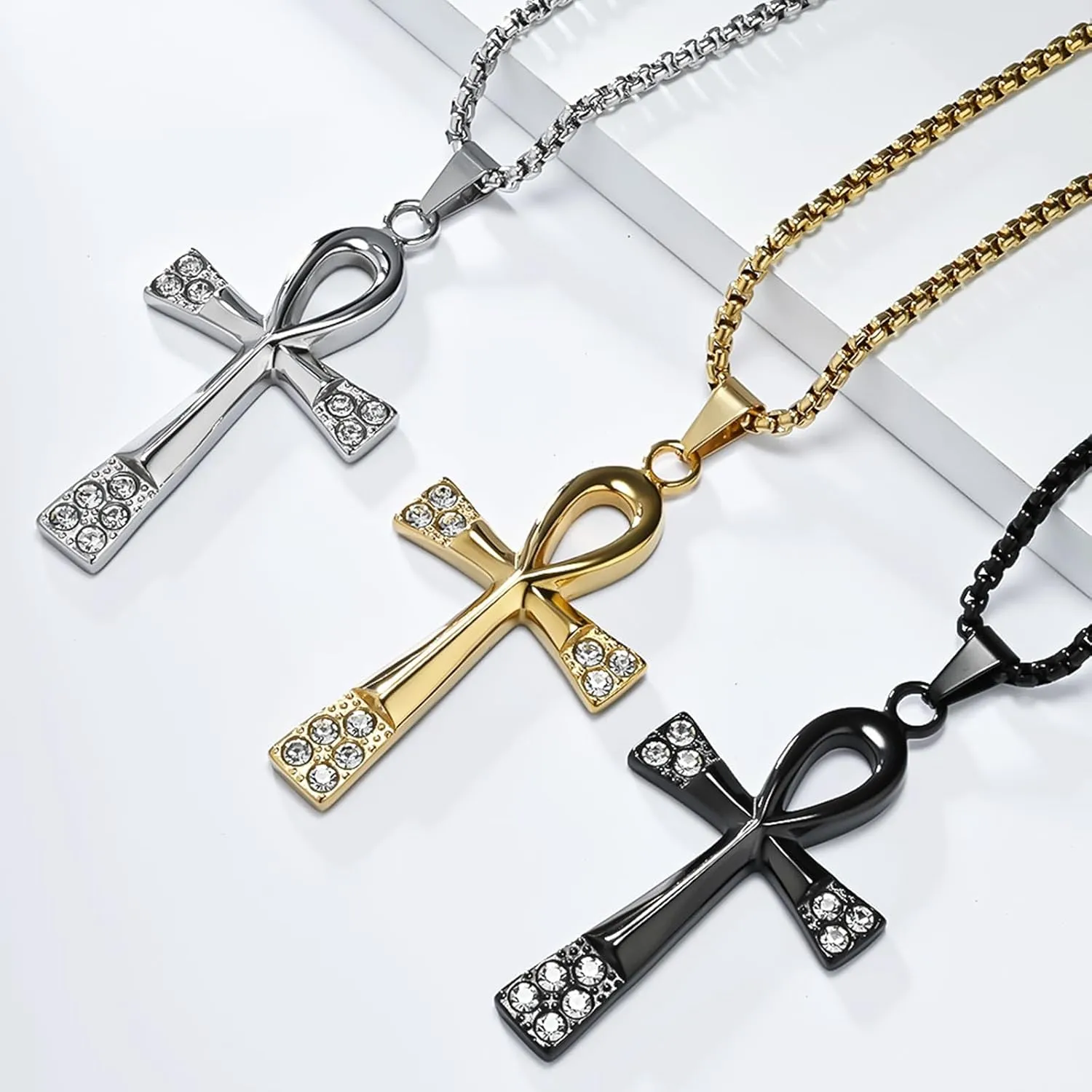 Stainless Steel Ankh Cross Necklace for Man and Women