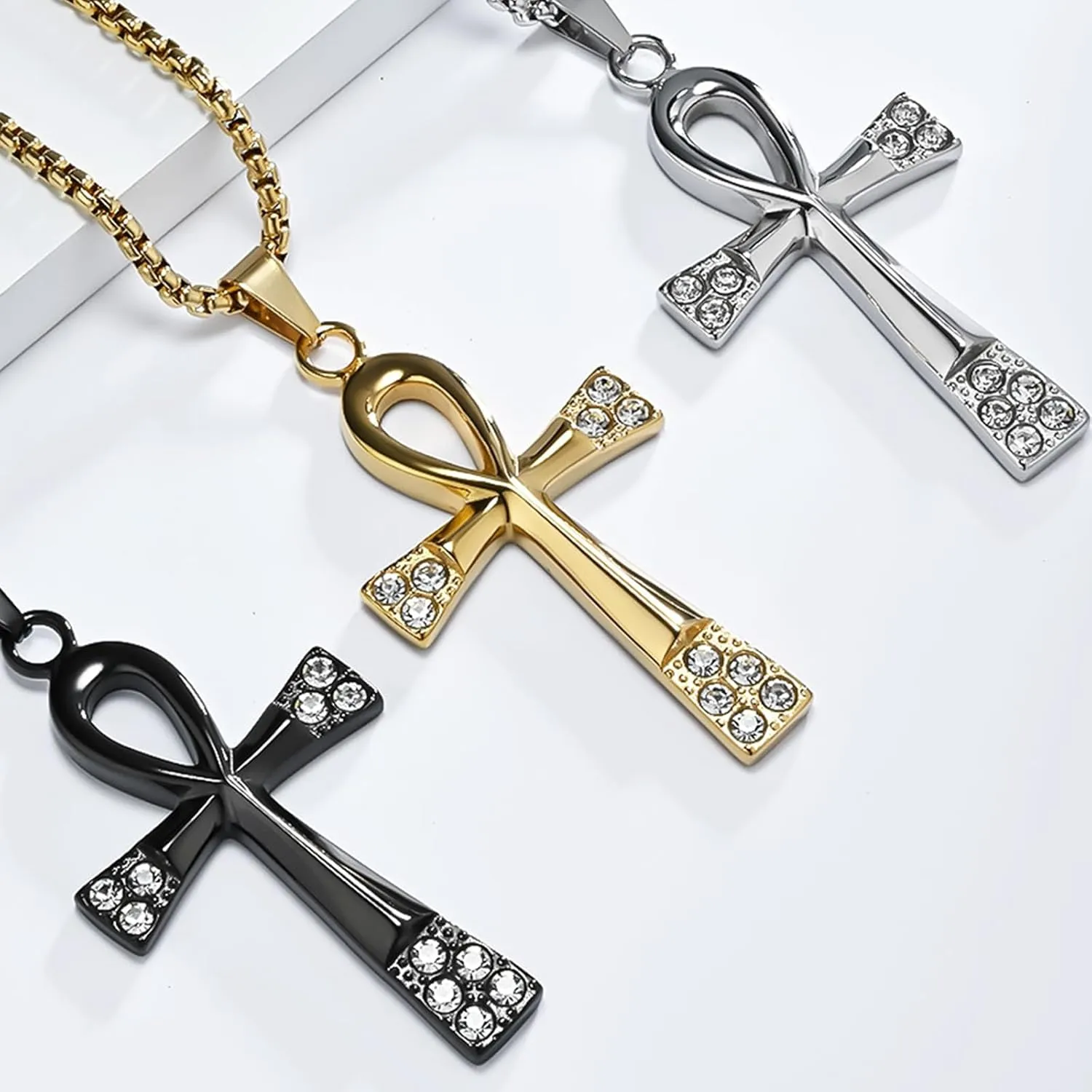 Stainless Steel Ankh Cross Necklace for Man and Women
