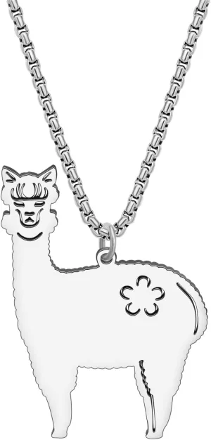 Stainless Steel Cute Alpaca Necklace 18K Gold Pendant Llama Animals Jewelry for WomenCharms Gifts Decor Party Favor
