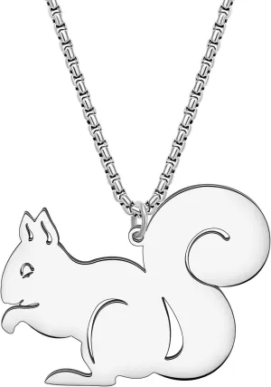 Stainless Steel Cute Squirrel Necklace 18K Gold Animals Pendant Gifts for Women Charms Jewelry Party Favors