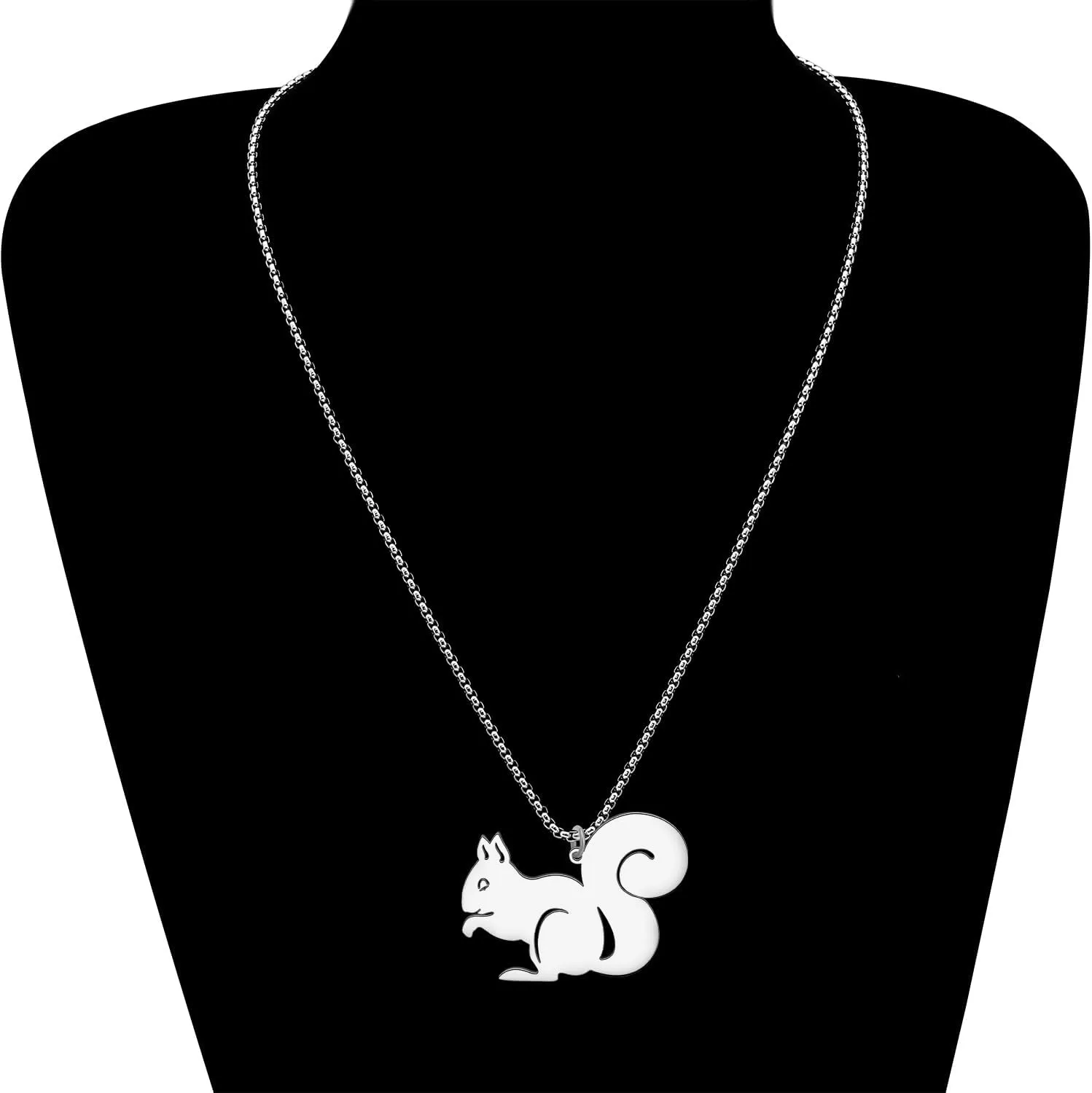 Stainless Steel Cute Squirrel Necklace 18K Gold Animals Pendant Gifts for Women Charms Jewelry Party Favors