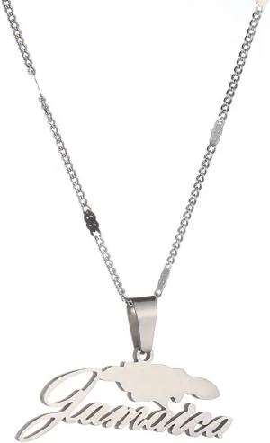 Stainless Steel Jamaica Map Pendant Necklaces for Women Jamaican Chain Jewelry Gifts