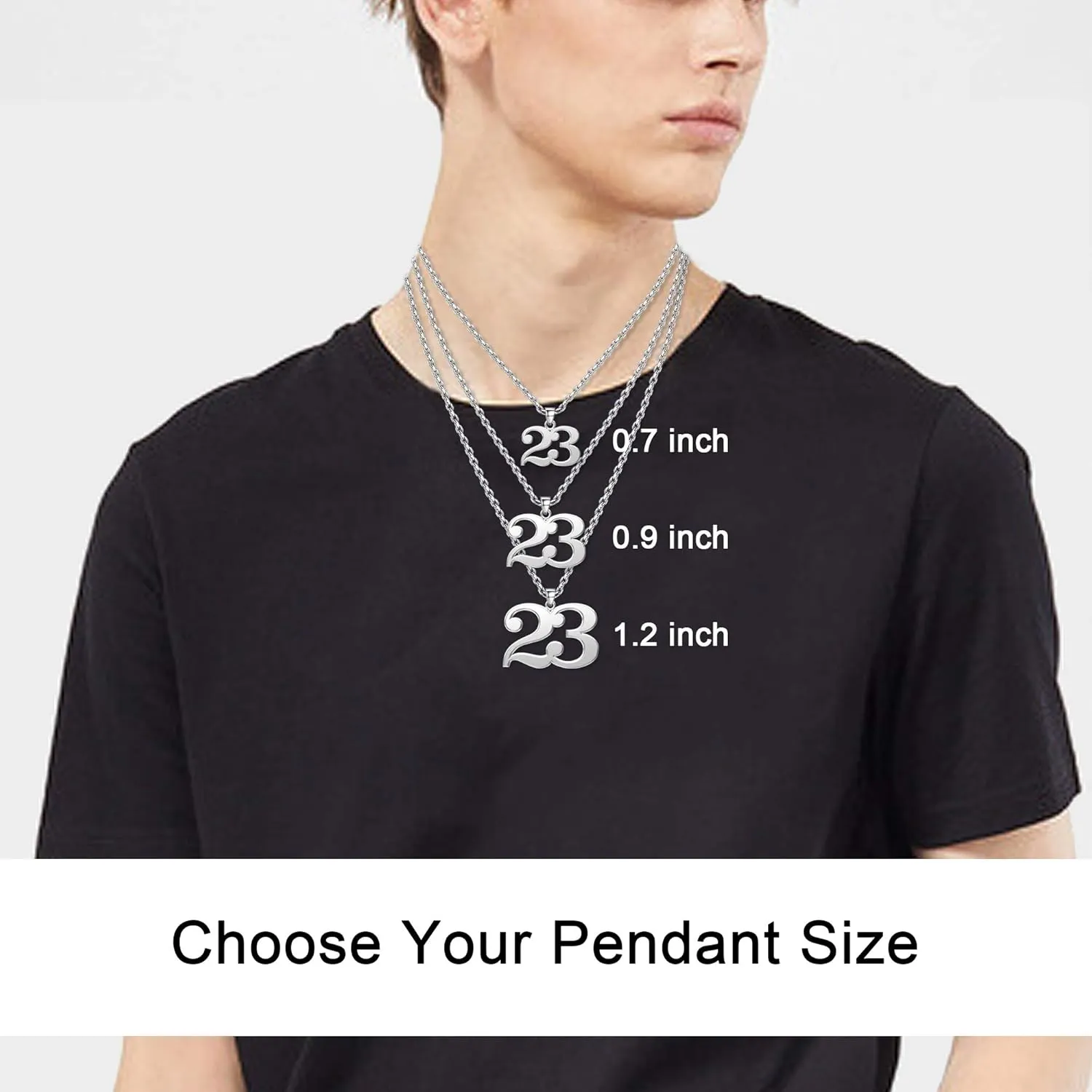 Stainless Steel Number Necklace with 18" Cable Chain - Custom Number Pendant