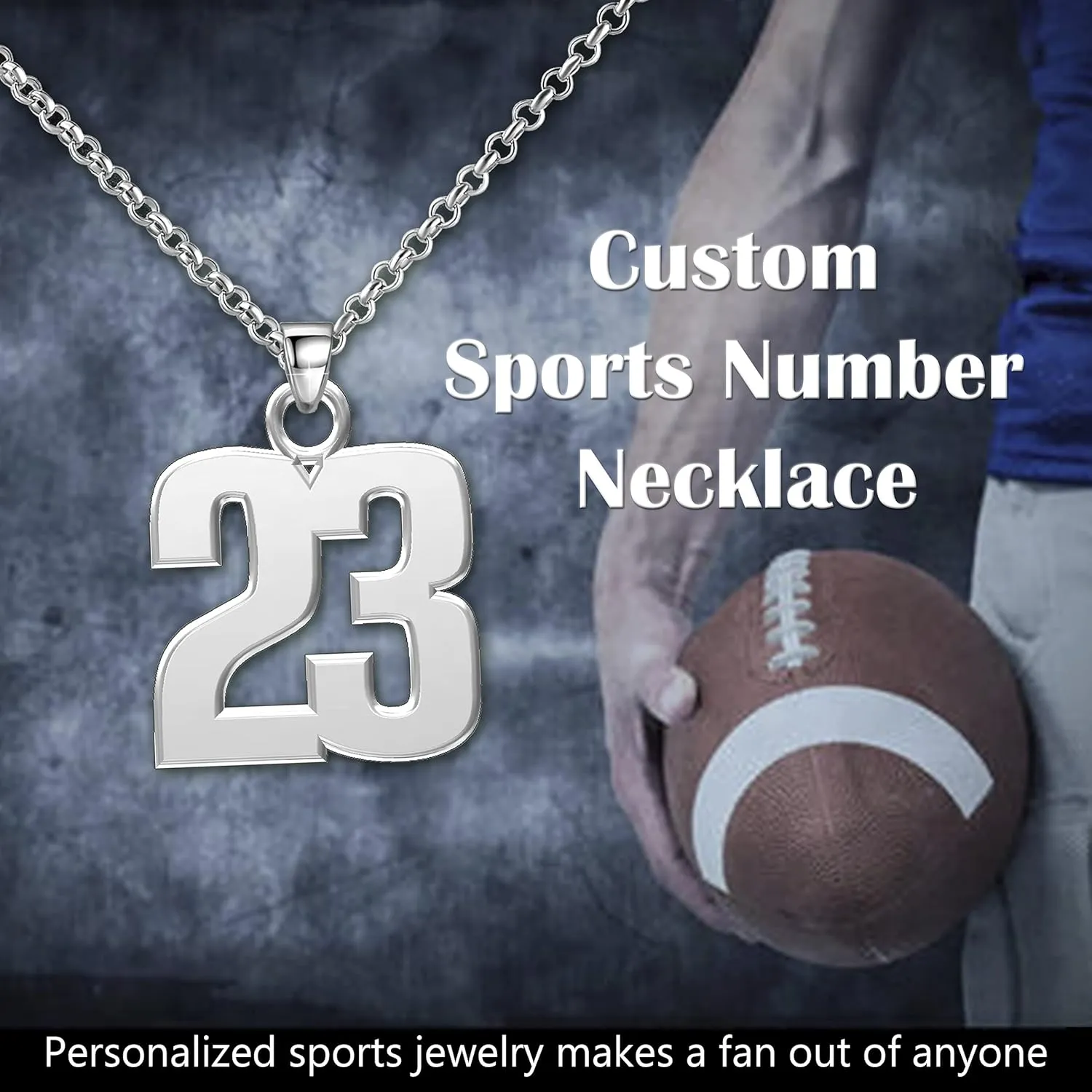 Stainless Steel Number Necklace with 18" Cable Chain - Custom Number Pendant